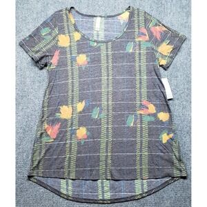 LulaRoe Classic T-Shirt Womens L Multicolor Floral Round Neck Short Sleeve New